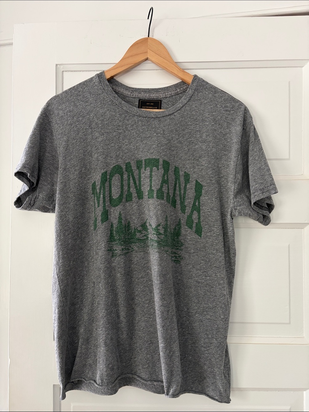 Retrobrand Gray Montana Graphic Tee with Green Print